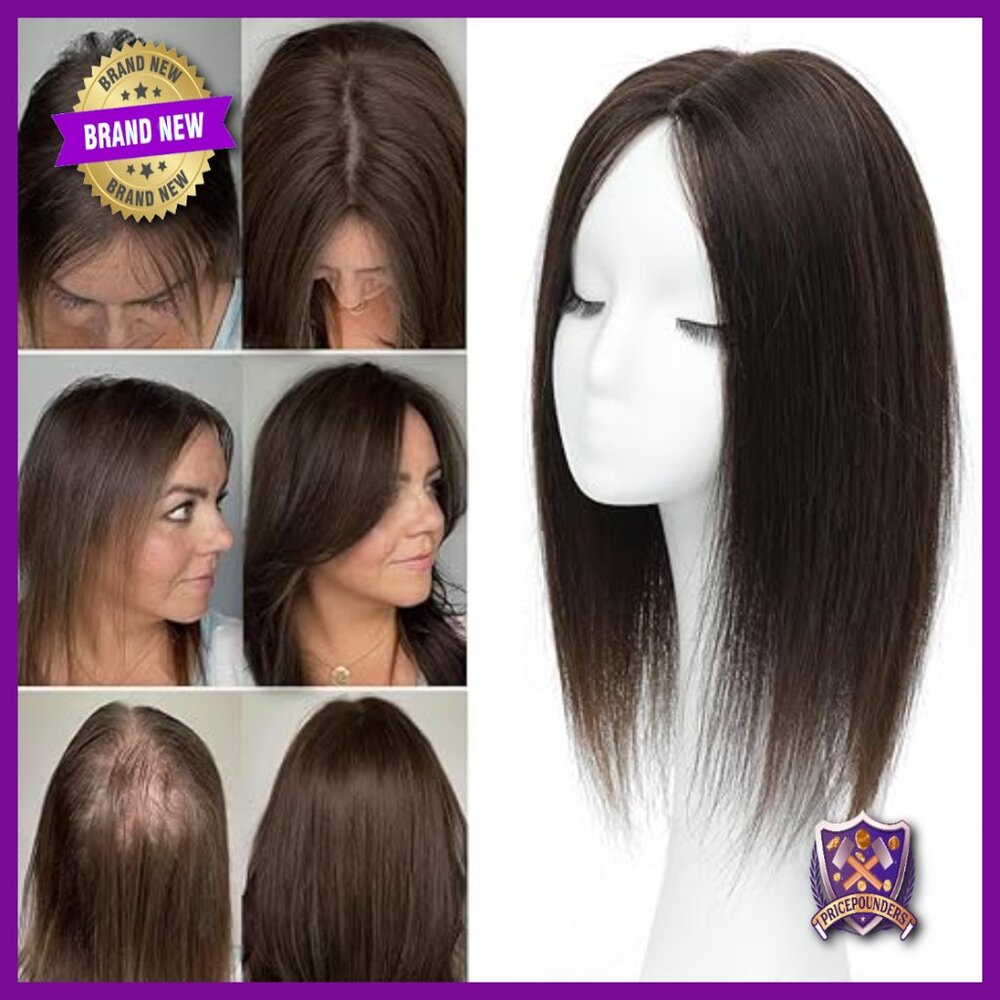 16-Inch Real Human Hair Topper for Thinning Hair, Lace Base